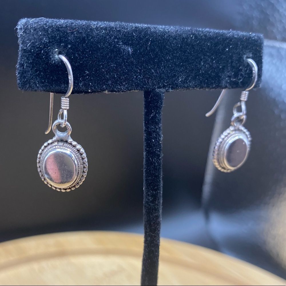 925 Solid Silver Drop Fishhookearrings - image 2